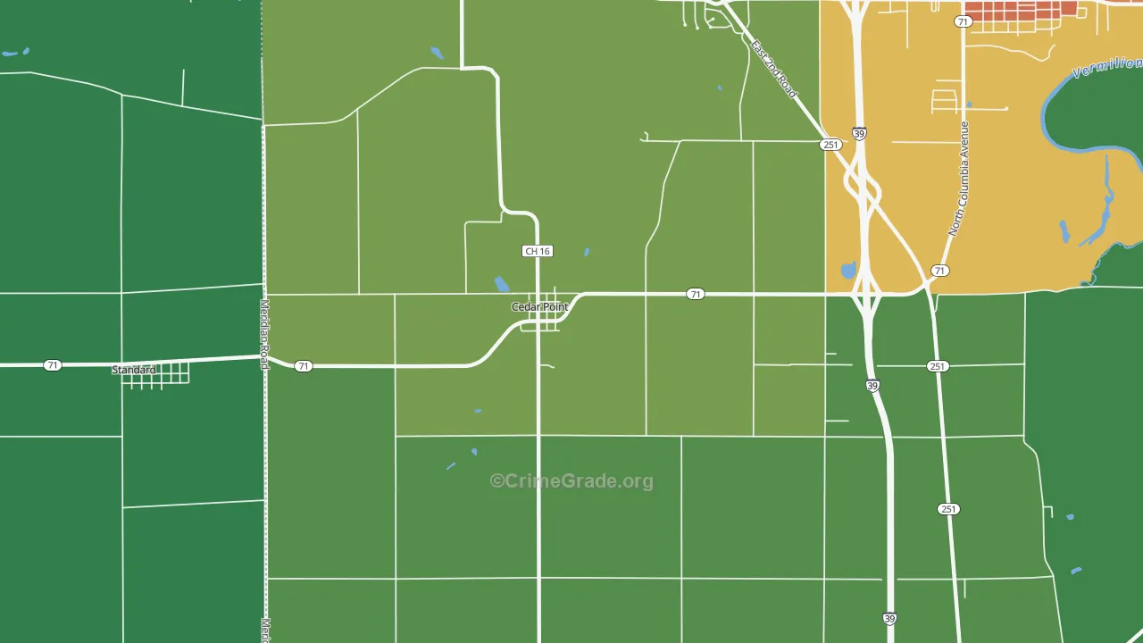 Cedar Point, IL Map of Theft Rates