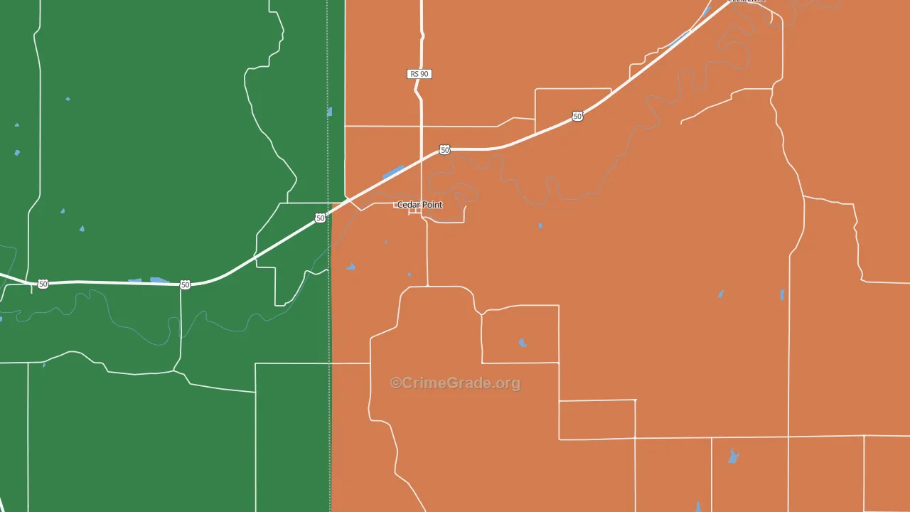 Cedar Point, KS Map of Theft Rates