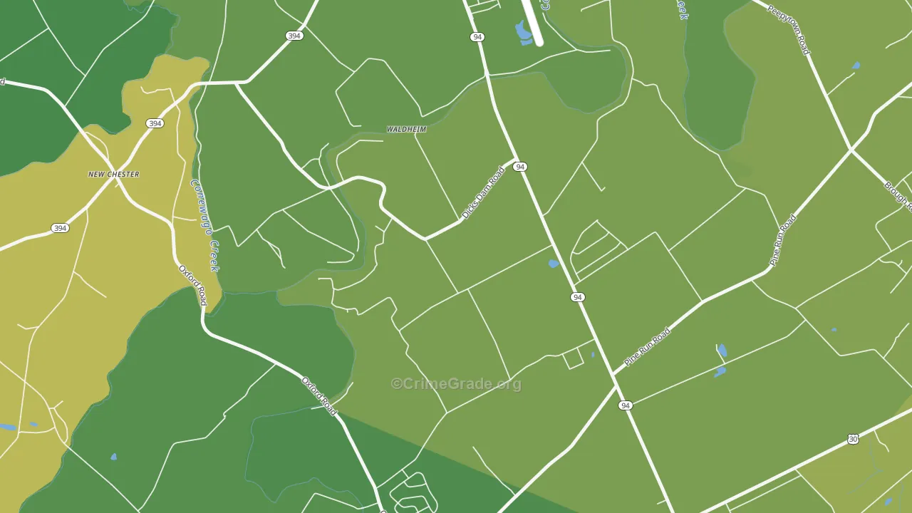Cedar Ridge, PA Map of Theft Rates