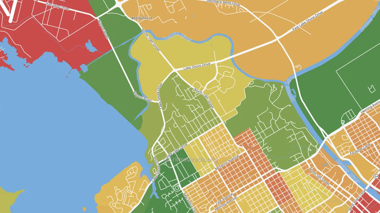Cedar Ridge, Waco, TX Map of Theft Rates