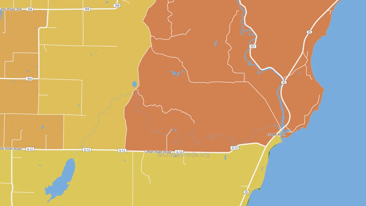 Cedar River, MI Map of Theft Rates