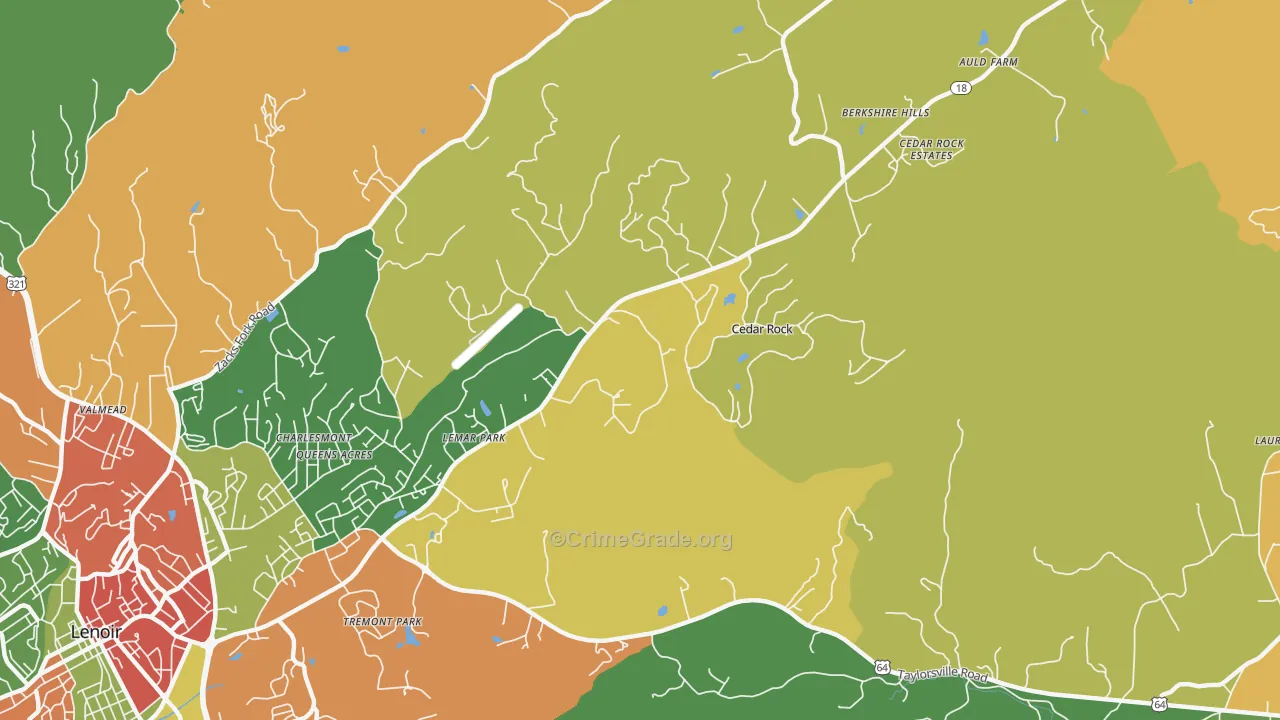 Cedar Rock, NC Map of Theft Rates