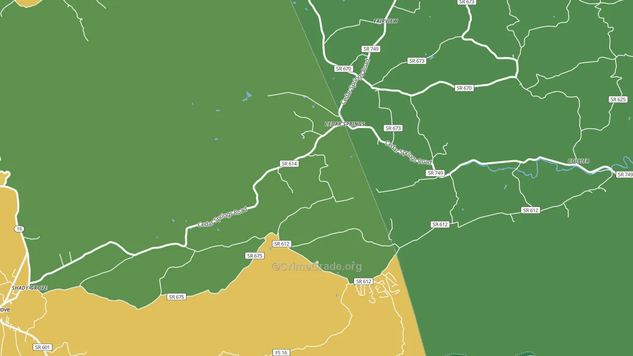 Cedar Springs, VA Map of Theft Rates