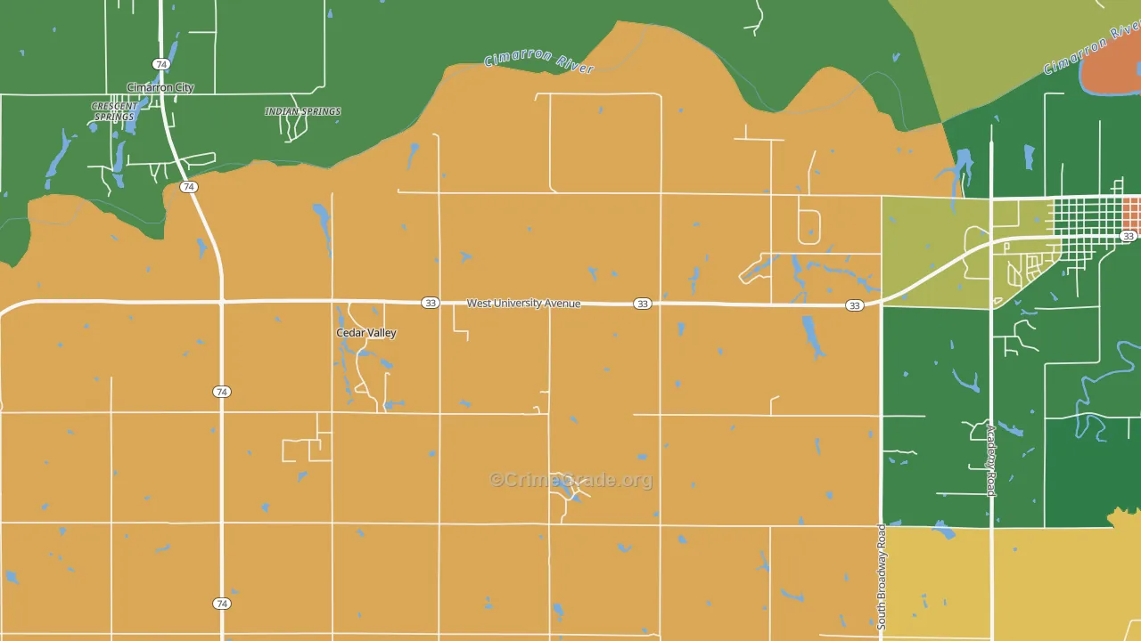 Cedar Valley, OK Map of Theft Rates