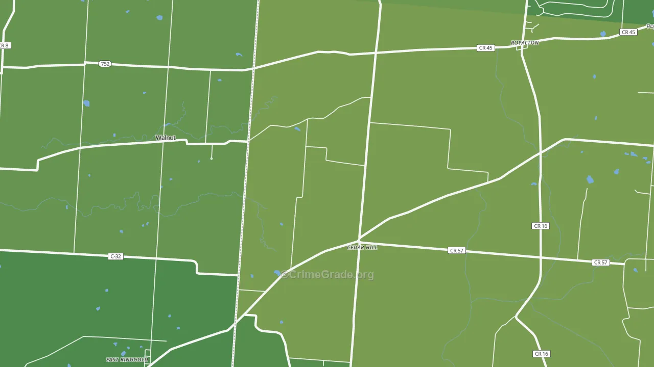 Cedarhill, OH Map of Theft Rates
