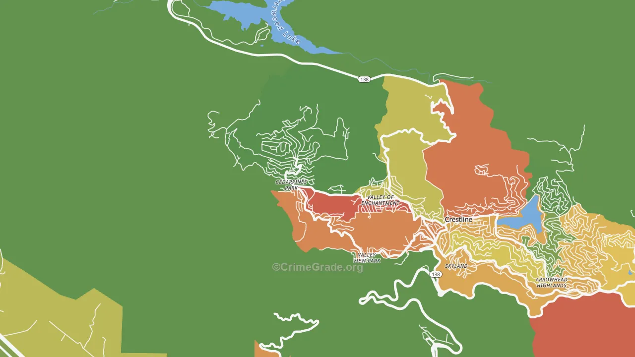 Cedarpines Park, CA Map of Theft Rates