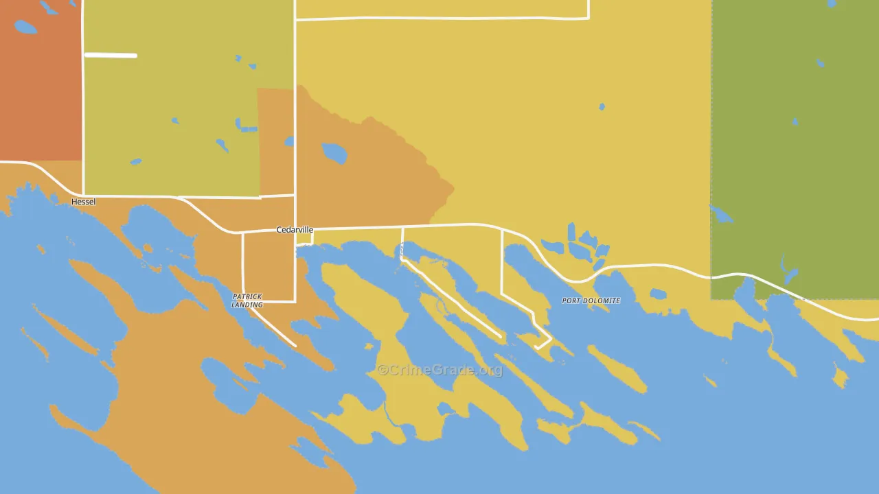 Cedarville, MI Map of Theft Rates