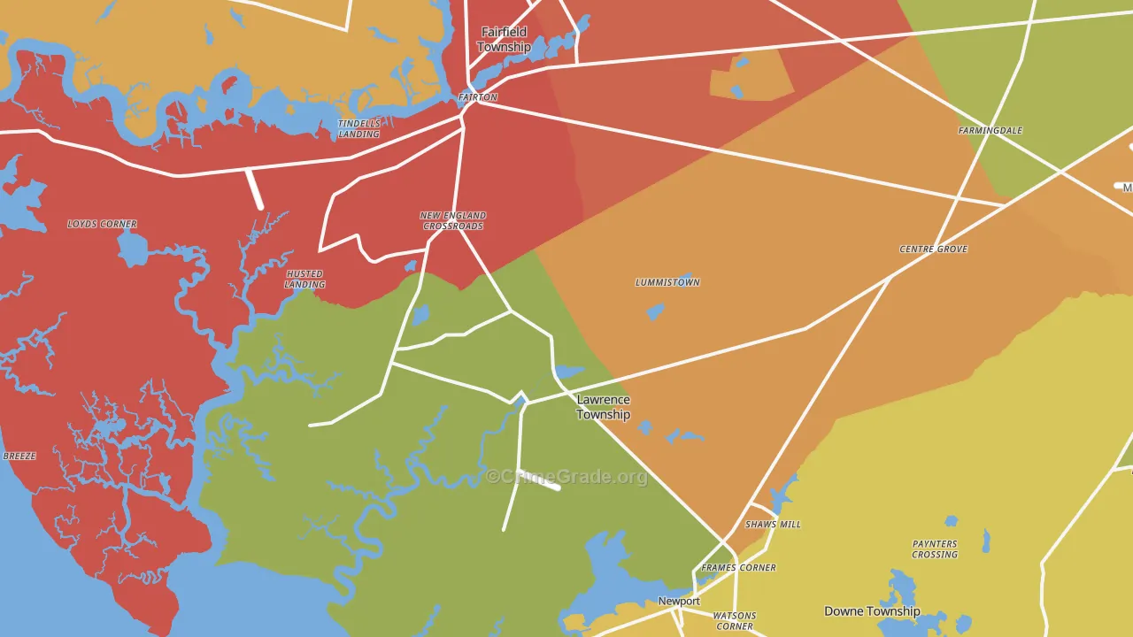 Cedarville, NJ Map of Theft Rates