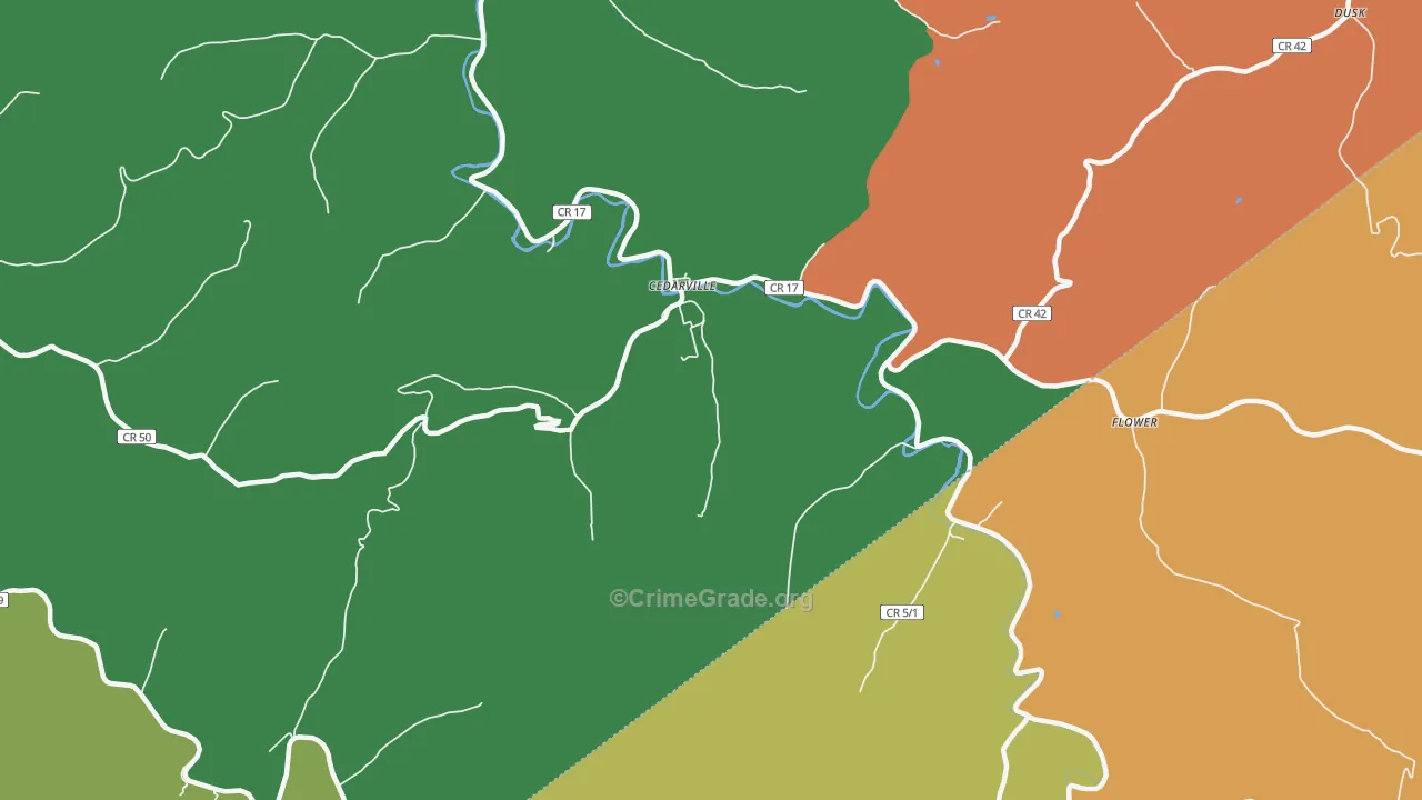 Cedarville, WV Map of Theft Rates