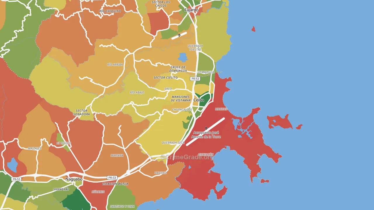 Ceiba Municipio, PR Map of Theft Rates