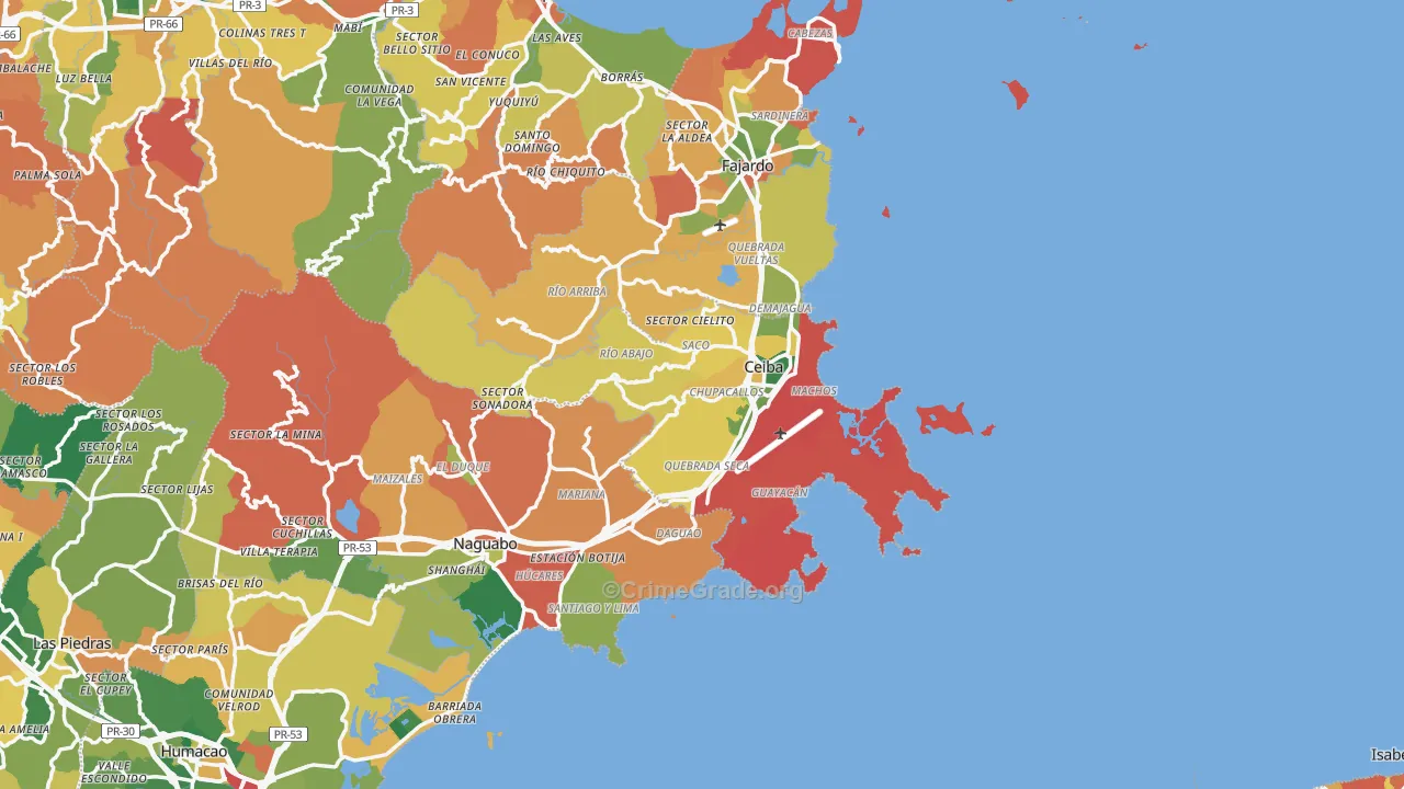 Ceiba, PR Map of Theft Rates