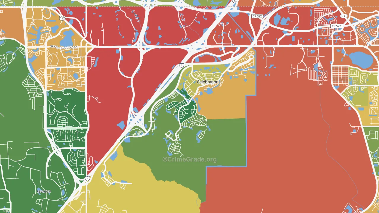 Celebration, FL Map of Theft Rates