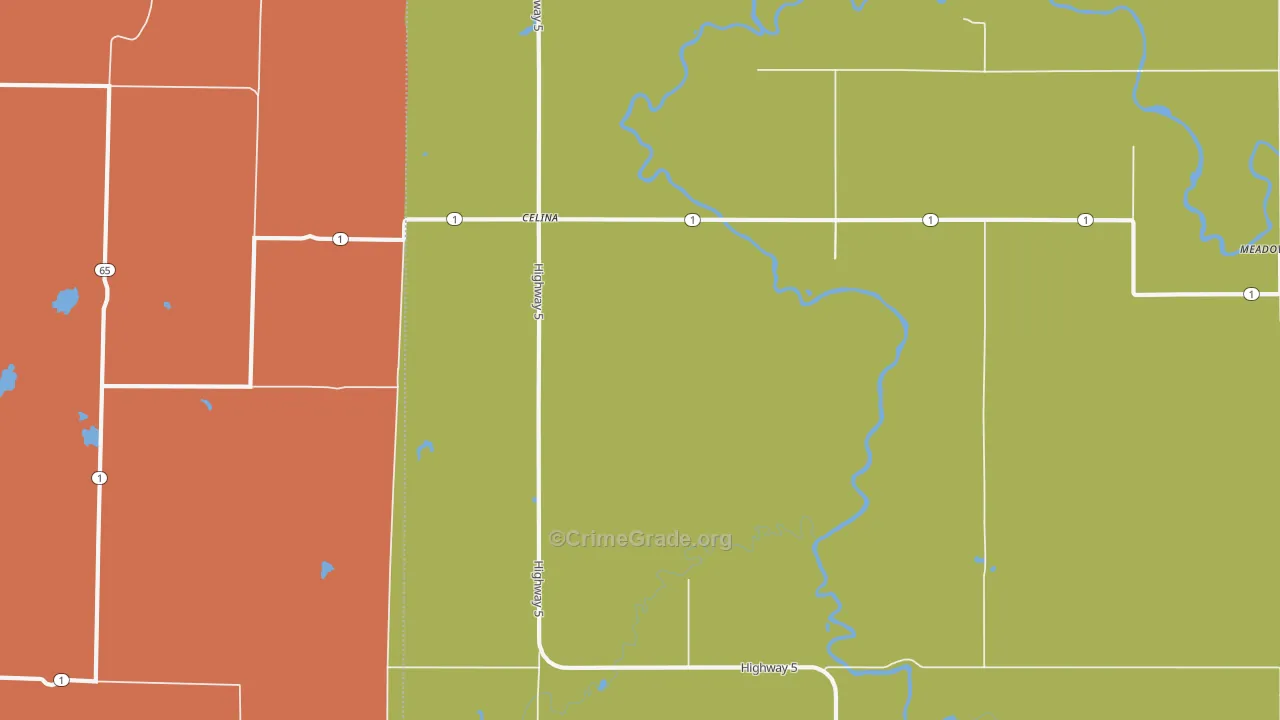 Celina, MN Map of Theft Rates