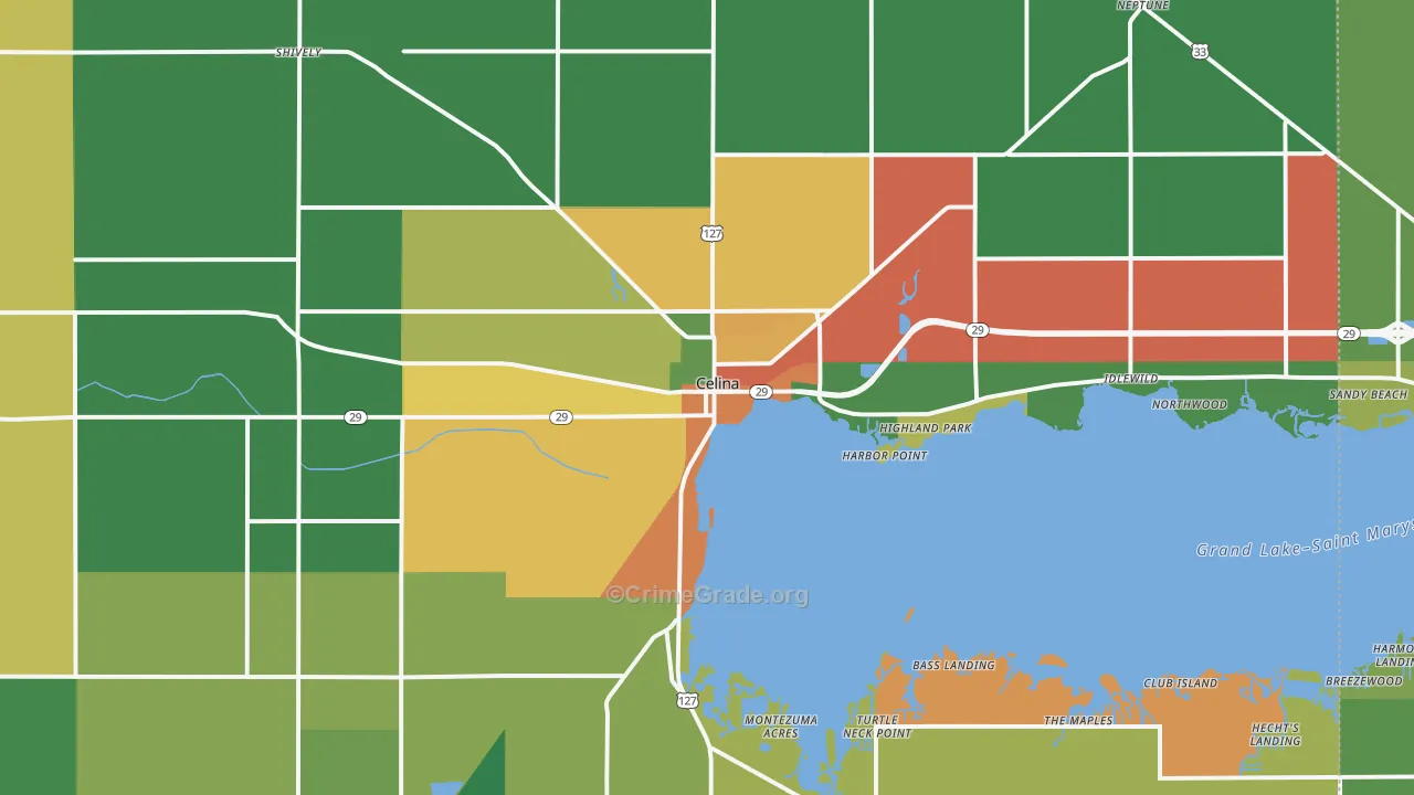 Celina, OH Map of Theft Rates
