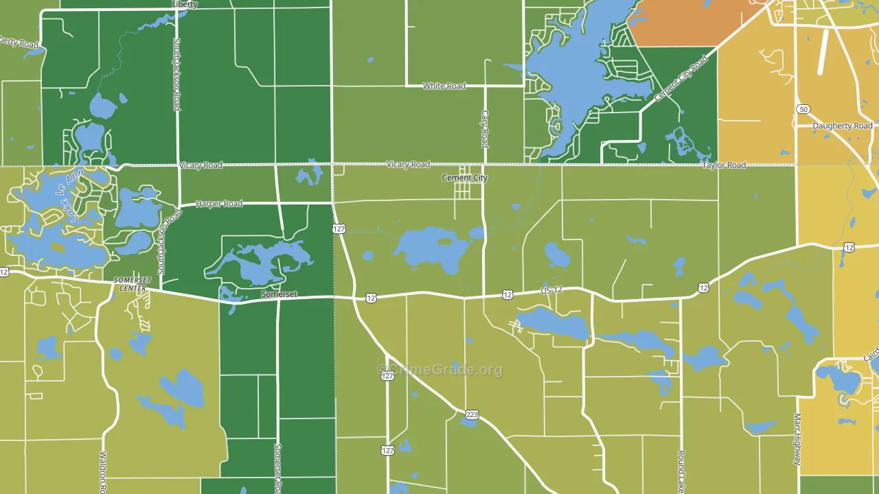 Cement City, MI Map of Theft Rates