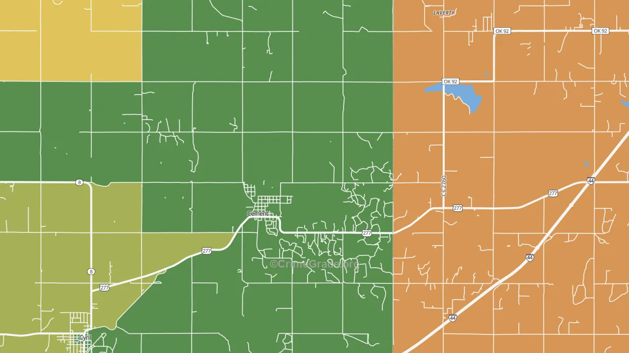 Cement, OK Map of Theft Rates