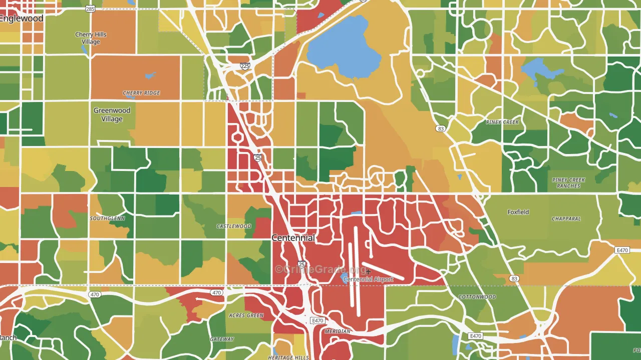 Centennial, CO Map of Theft Rates