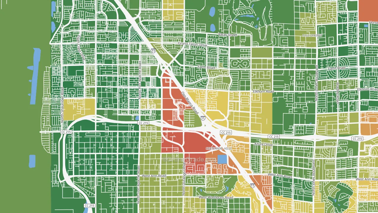 Centennial Hills, Las Vegas, NV Map of Theft Rates
