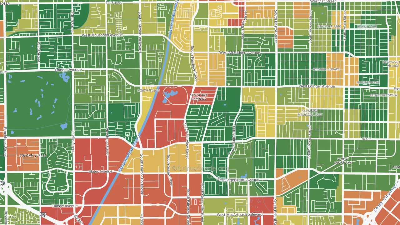 Centennial Park, Santa Ana, CA Map of Theft Rates