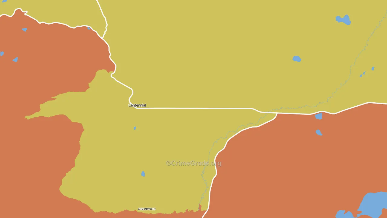 Centennial, WY Map of Theft Rates