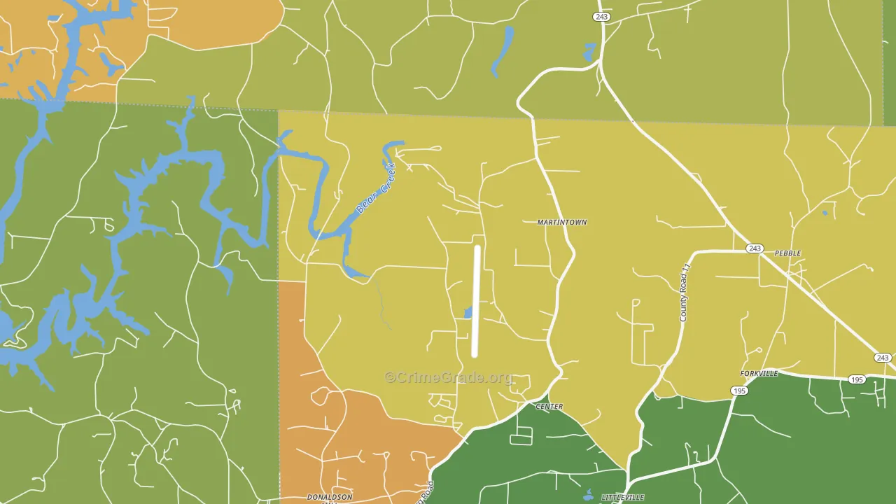 Center, AL Map of Theft Rates