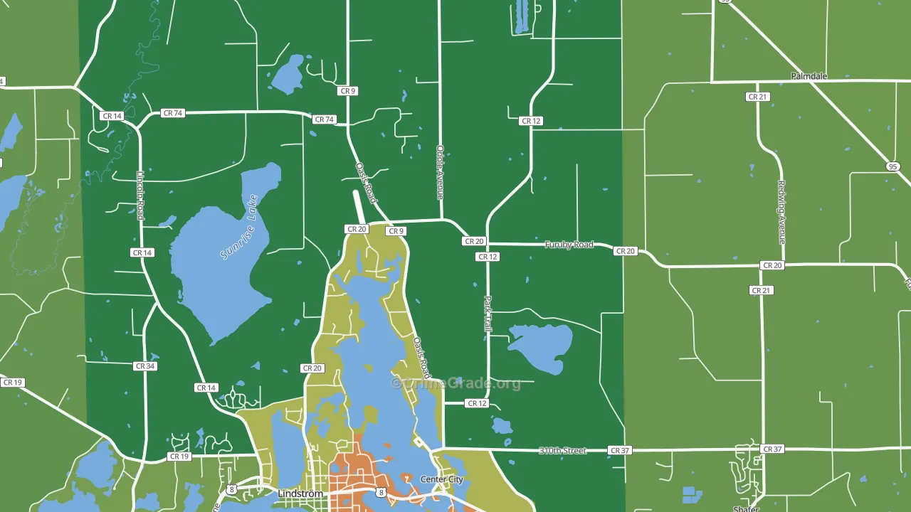 Center City, MN Map of Theft Rates