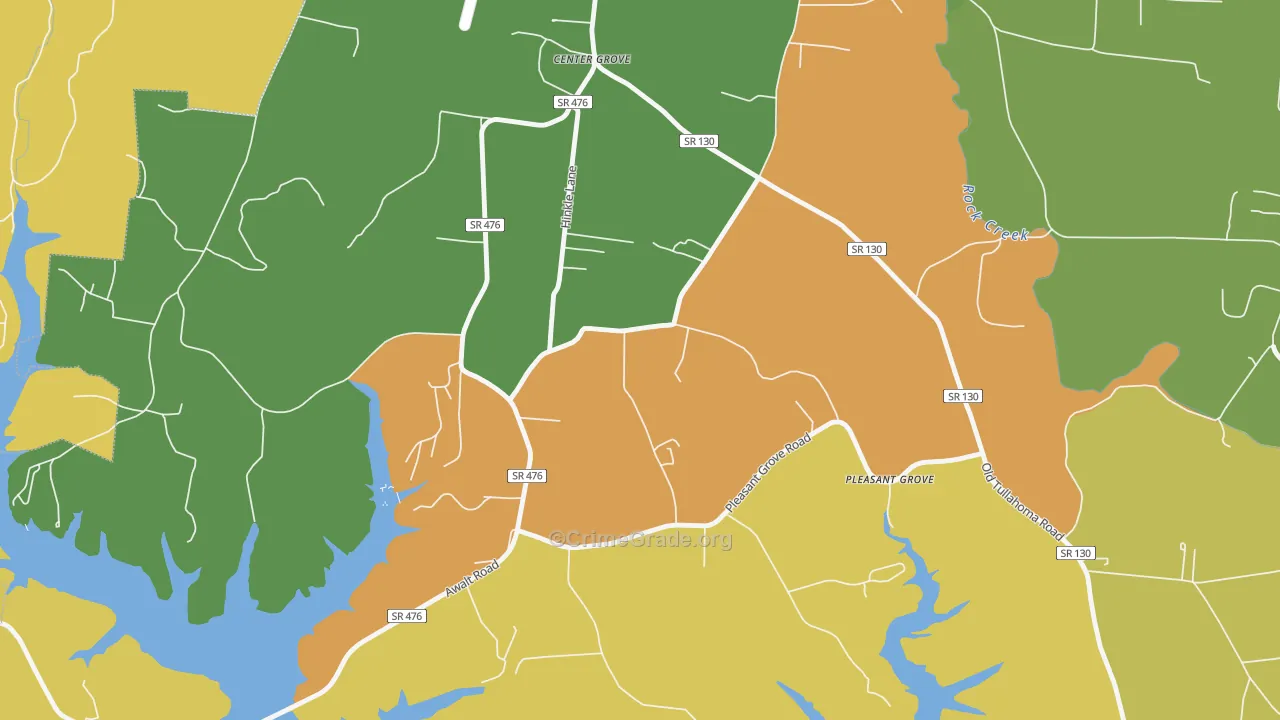 Center Grove, TN Map of Theft Rates
