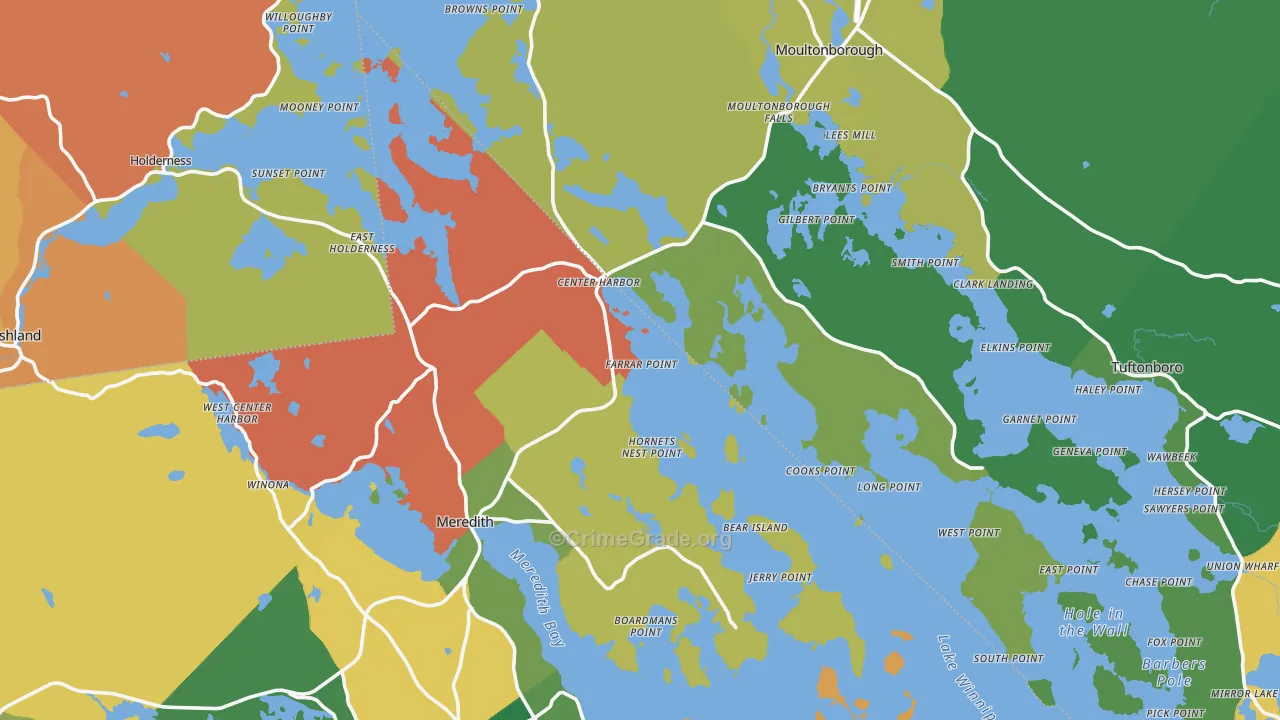 Center Harbor, NH Map of Theft Rates