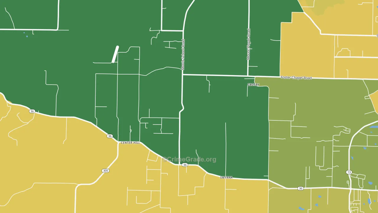 Center Hill, AR Map of Theft Rates