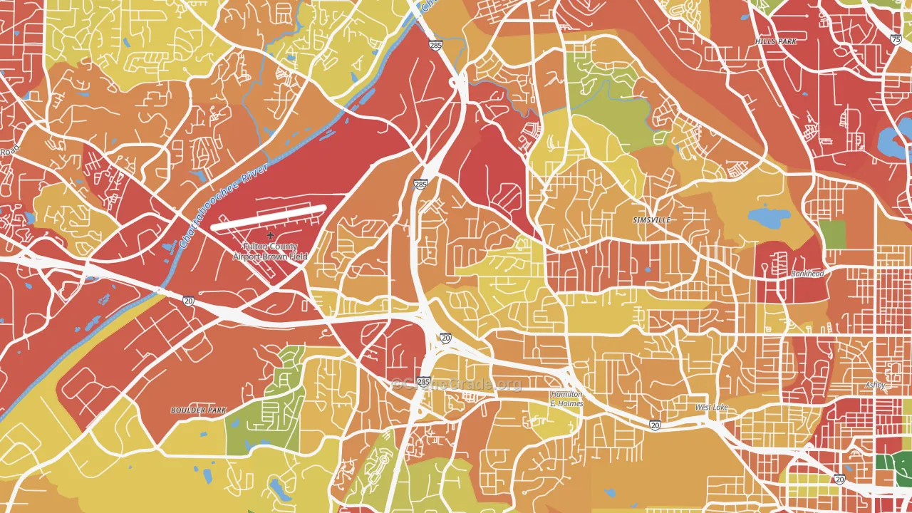 Center Hill, Atlanta, GA Map of Theft Rates