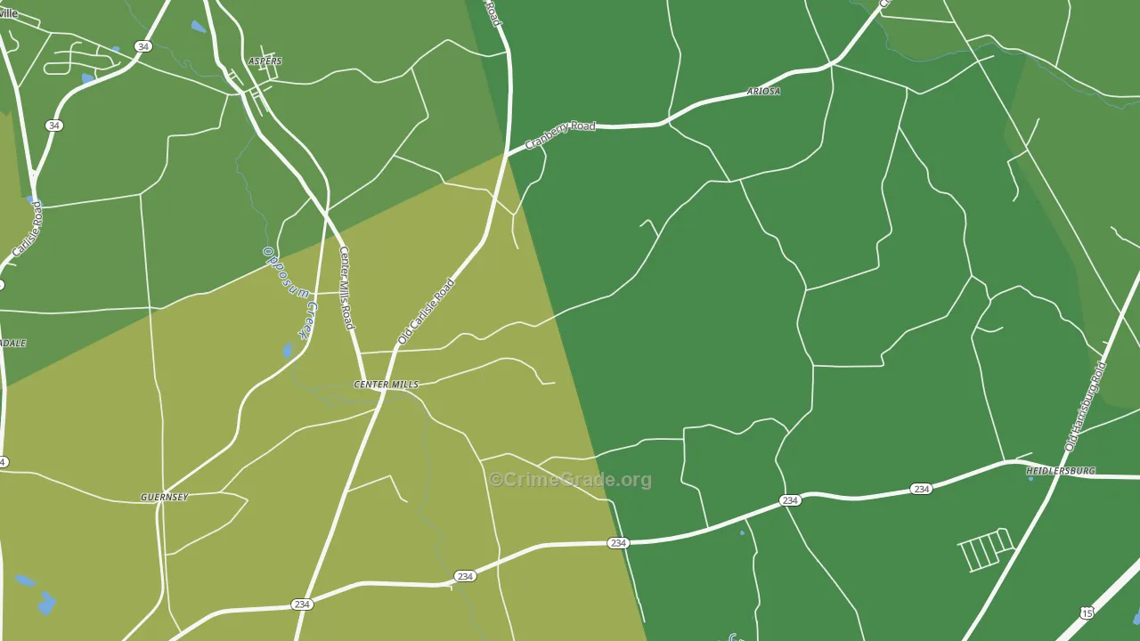Center Mills, PA Map of Theft Rates