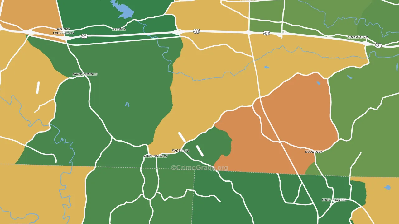 Center, NC Map of Theft Rates
