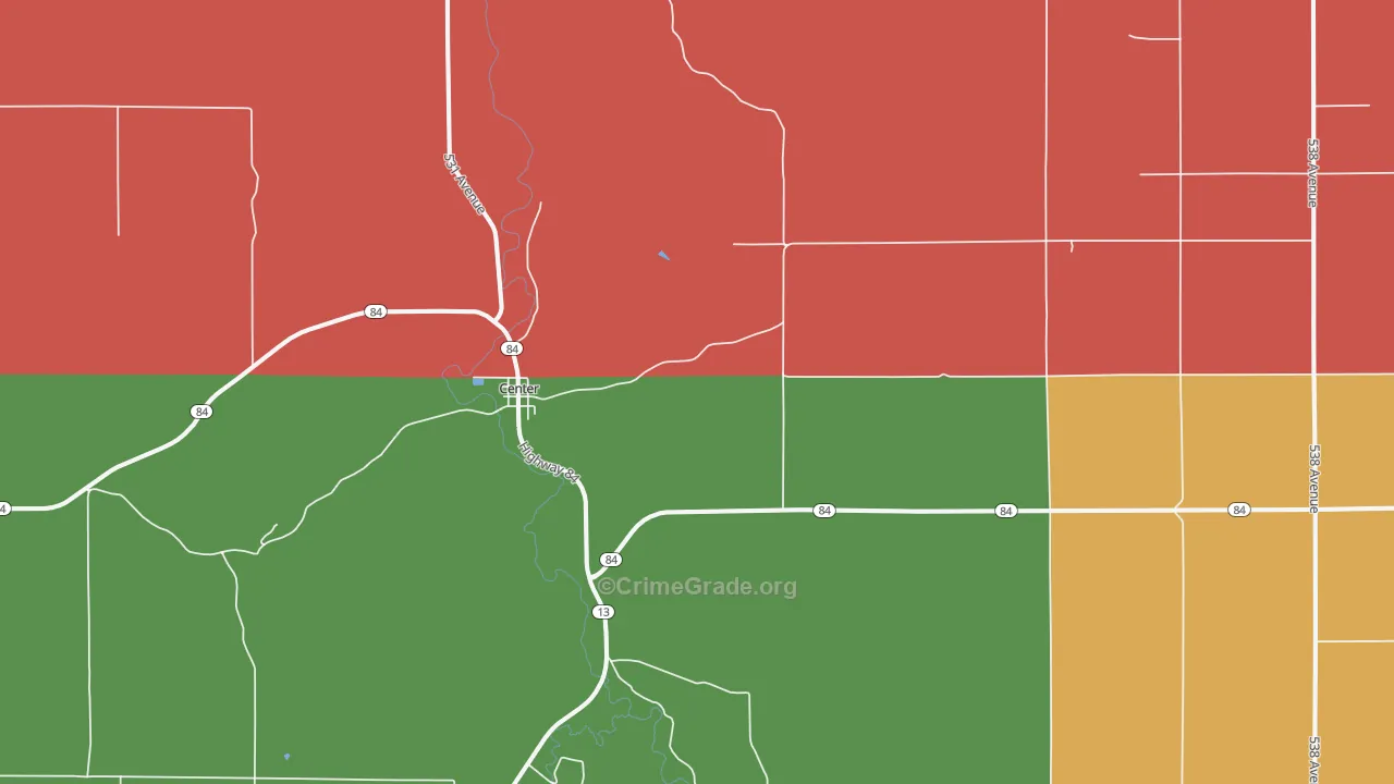 Center, NE Map of Theft Rates