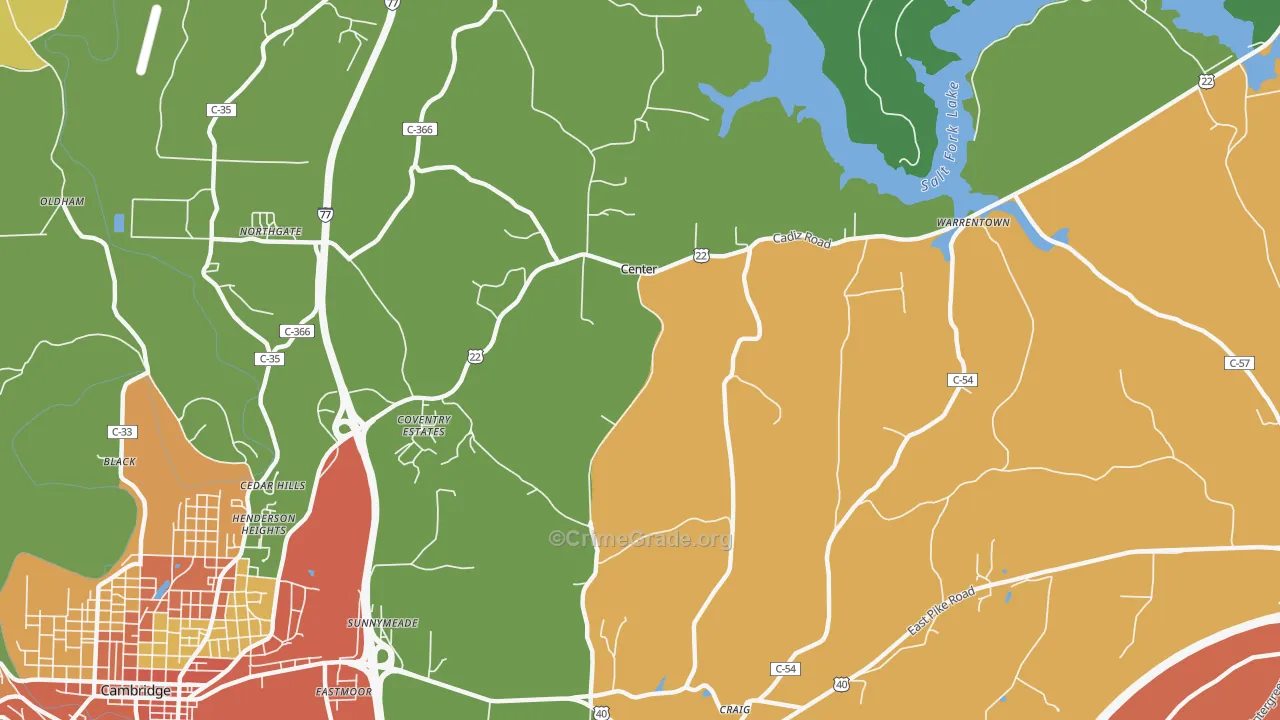 Center, OH Map of Theft Rates