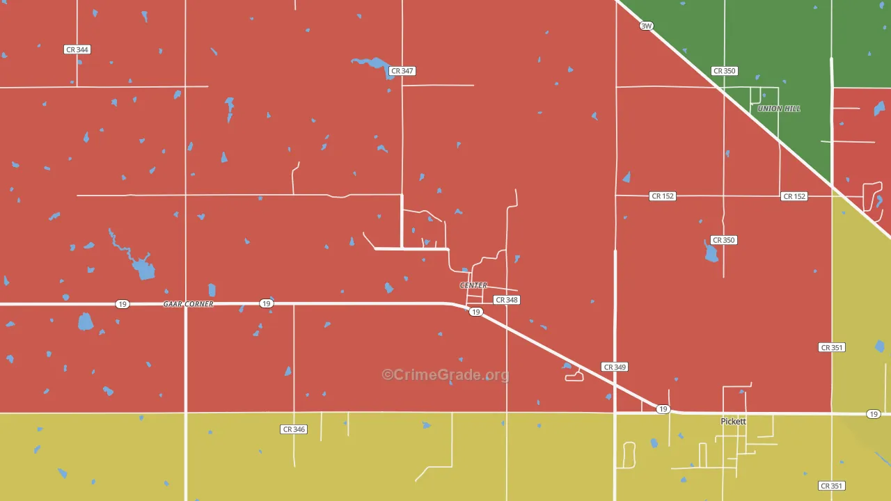 Center, OK Map of Theft Rates