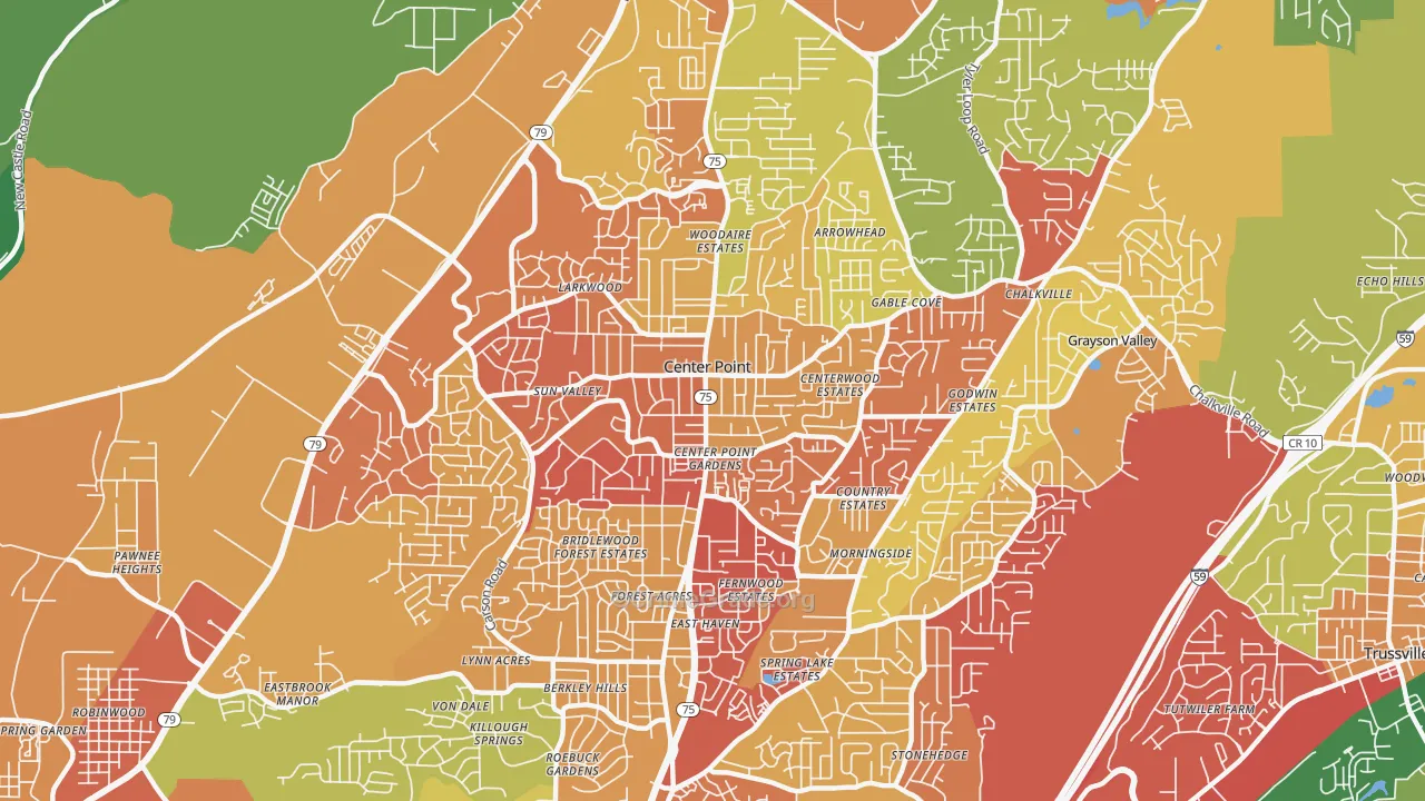 Center Point, AL Map of Theft Rates