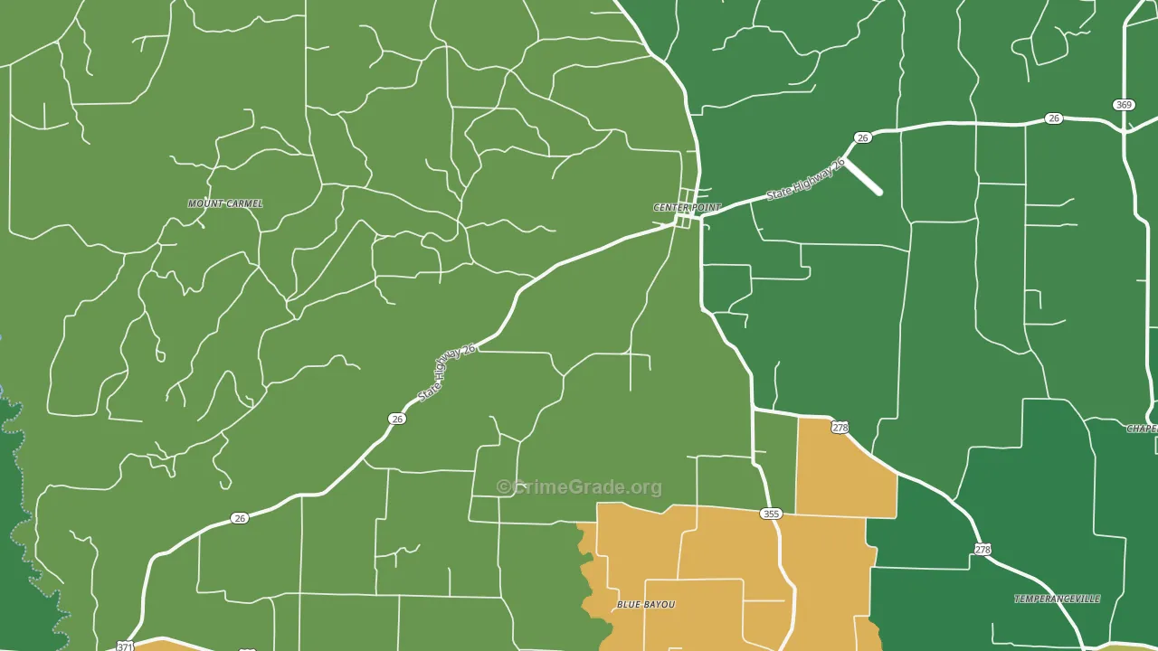 Center Point, AR Map of Theft Rates