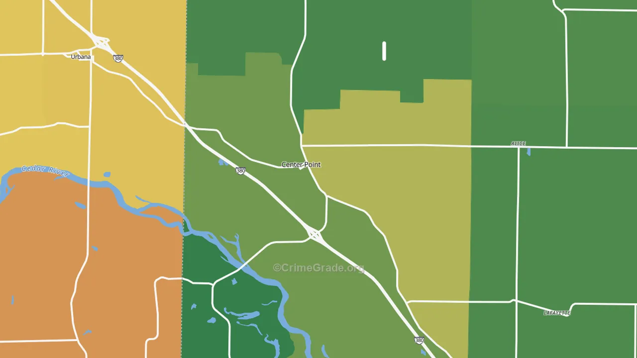 Center Point, IA Map of Theft Rates