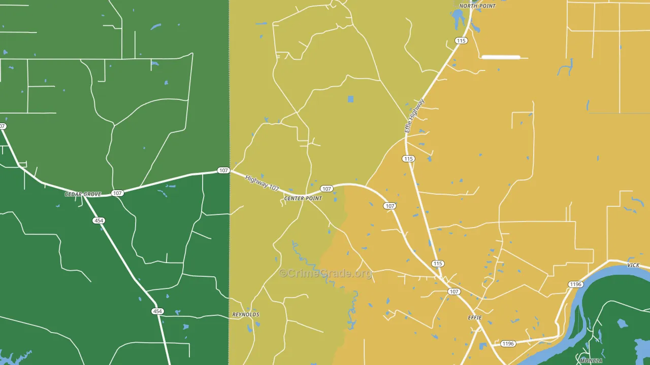 Center Point, LA Map of Theft Rates