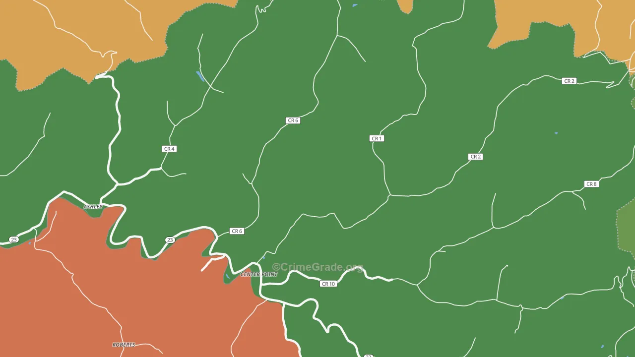 Center Point, WV Map of Theft Rates