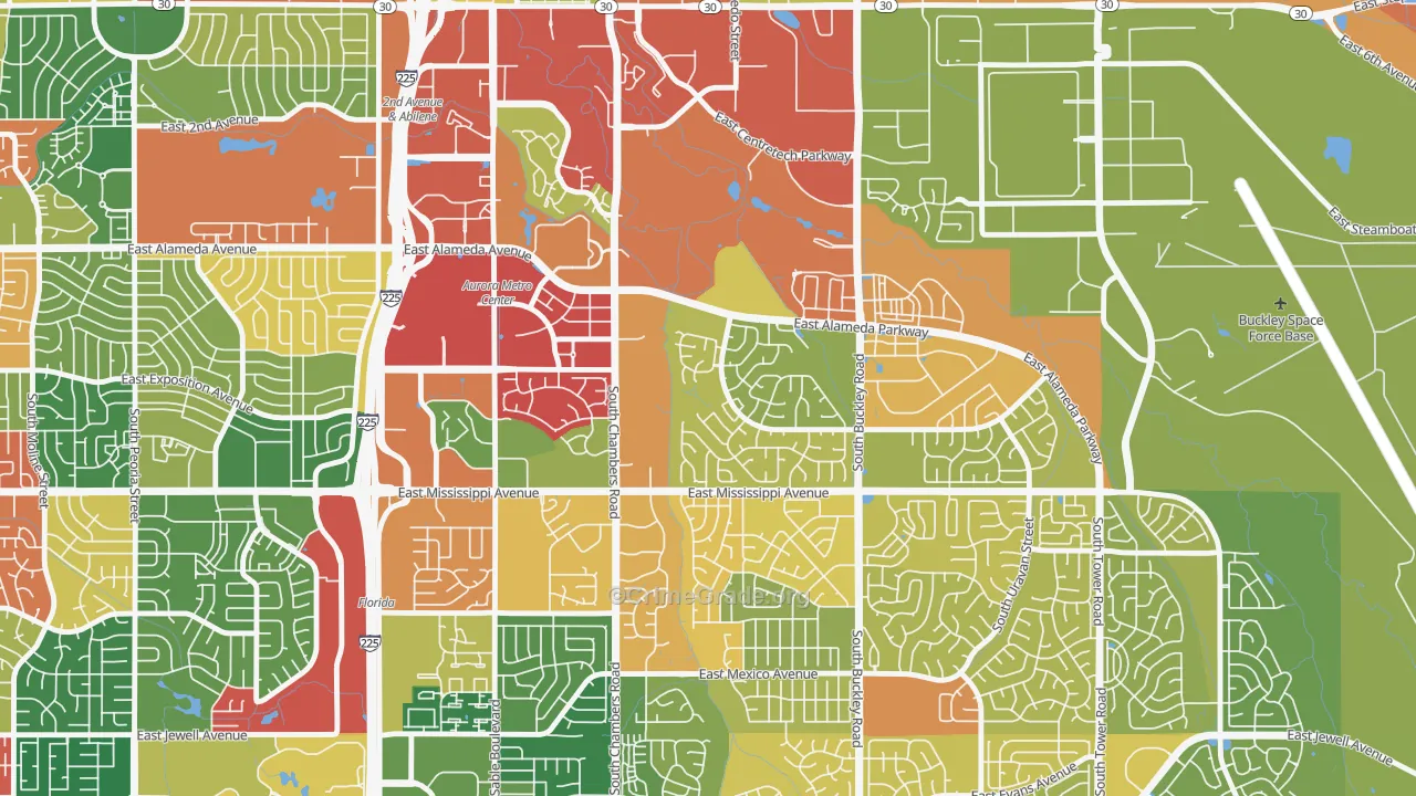 Center Pointe, Aurora, CO Map of Theft Rates
