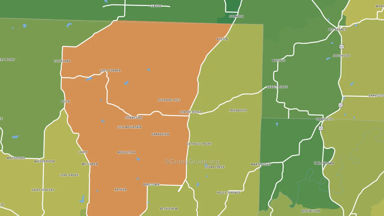 Center Ridge, AR Map of Theft Rates