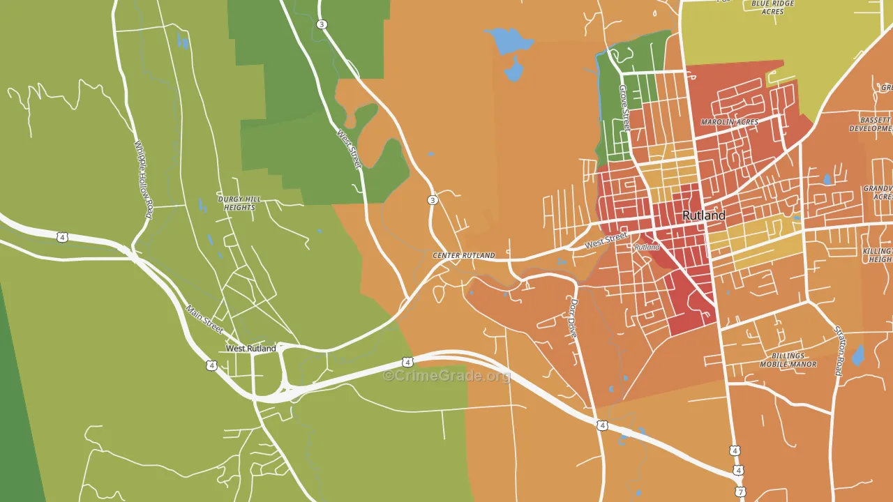 Center Rutland, VT Map of Theft Rates