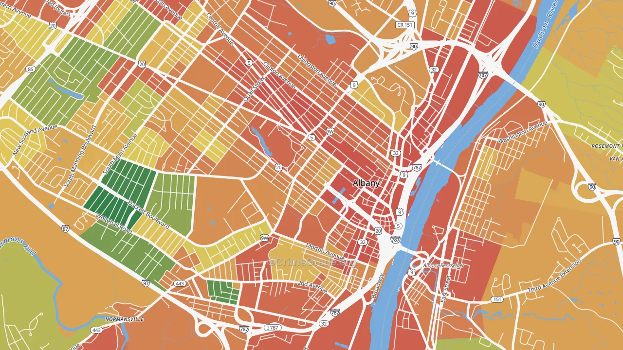 Center Square, Albany, NY Map of Theft Rates