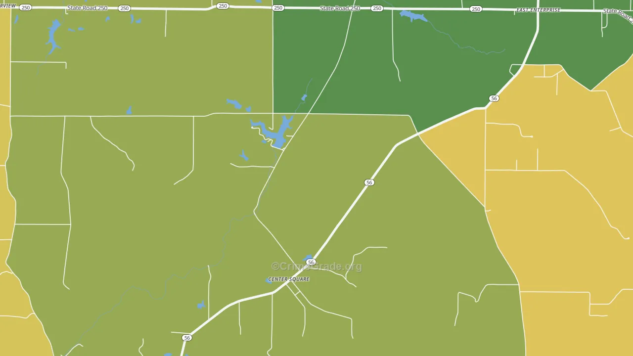 Center Square, IN Map of Theft Rates