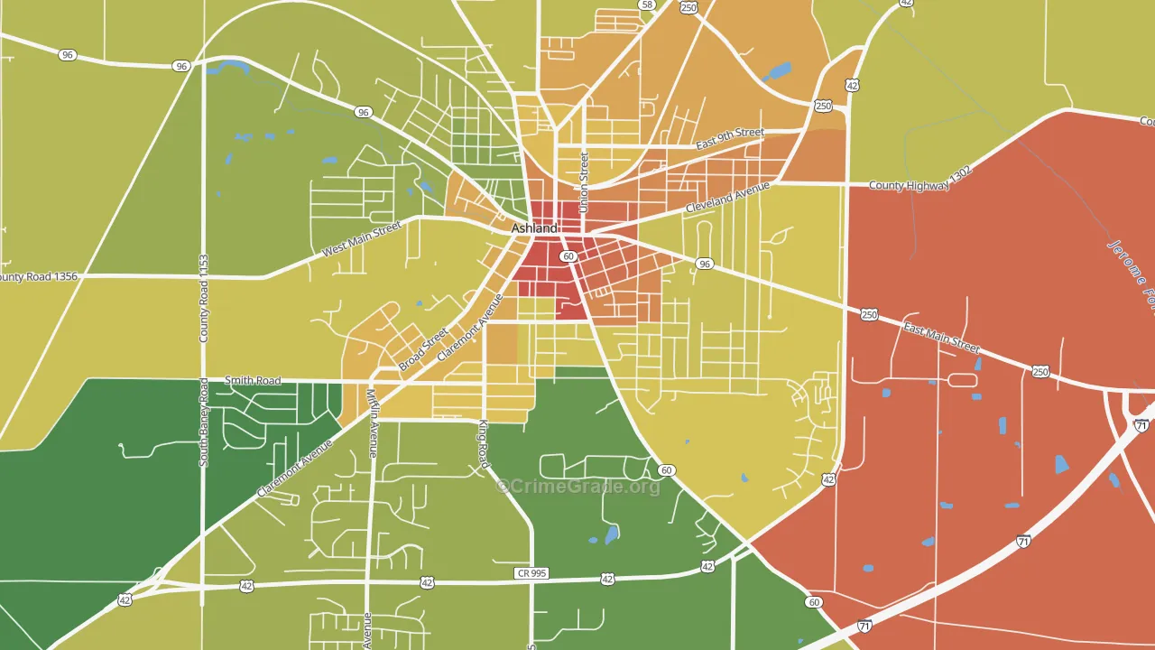 Center Street Historic District, Ashland, OH Map of Theft Rates