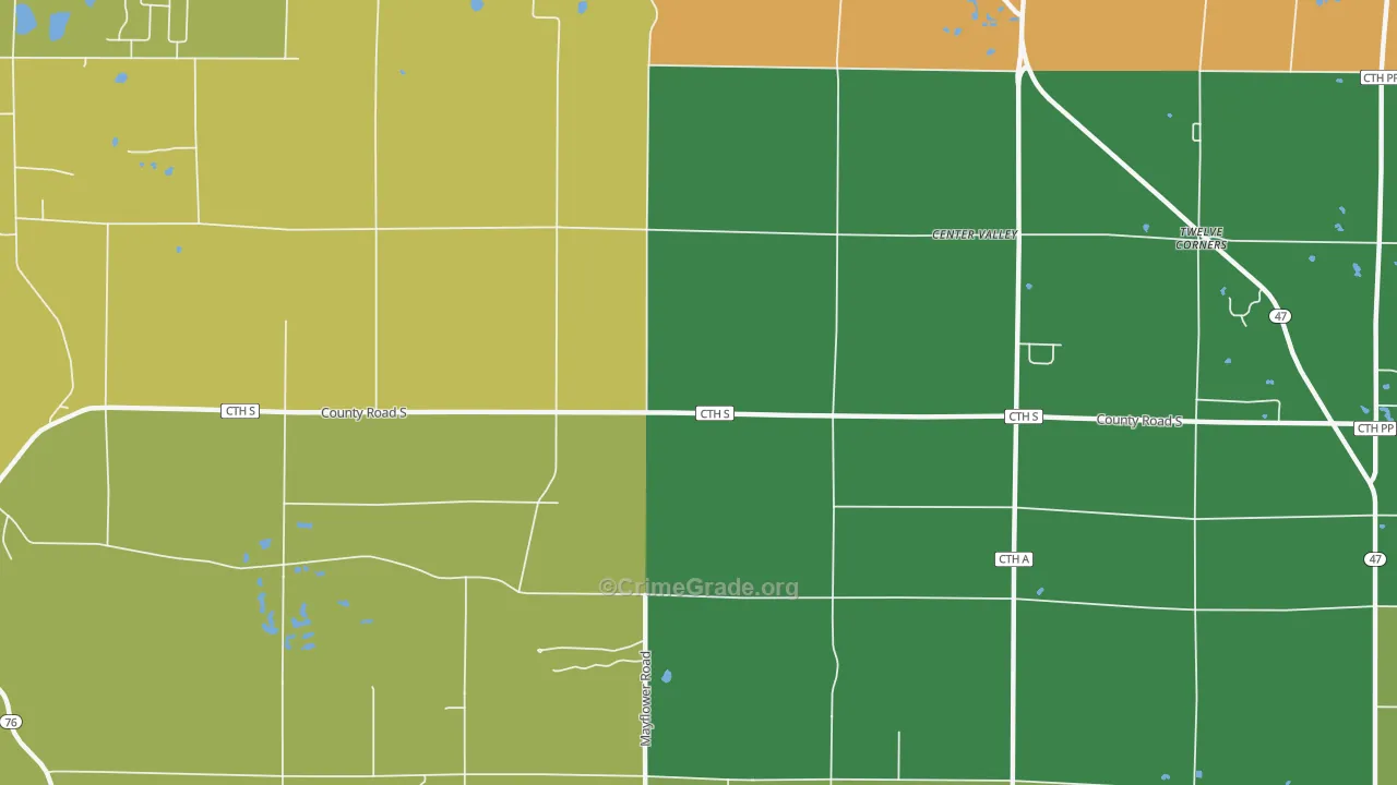 Center Valley, WI Map of Theft Rates