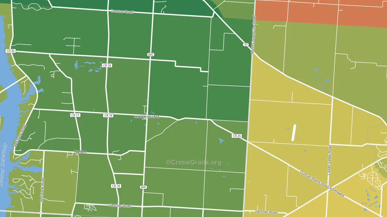 Center Village, OH Map of Theft Rates