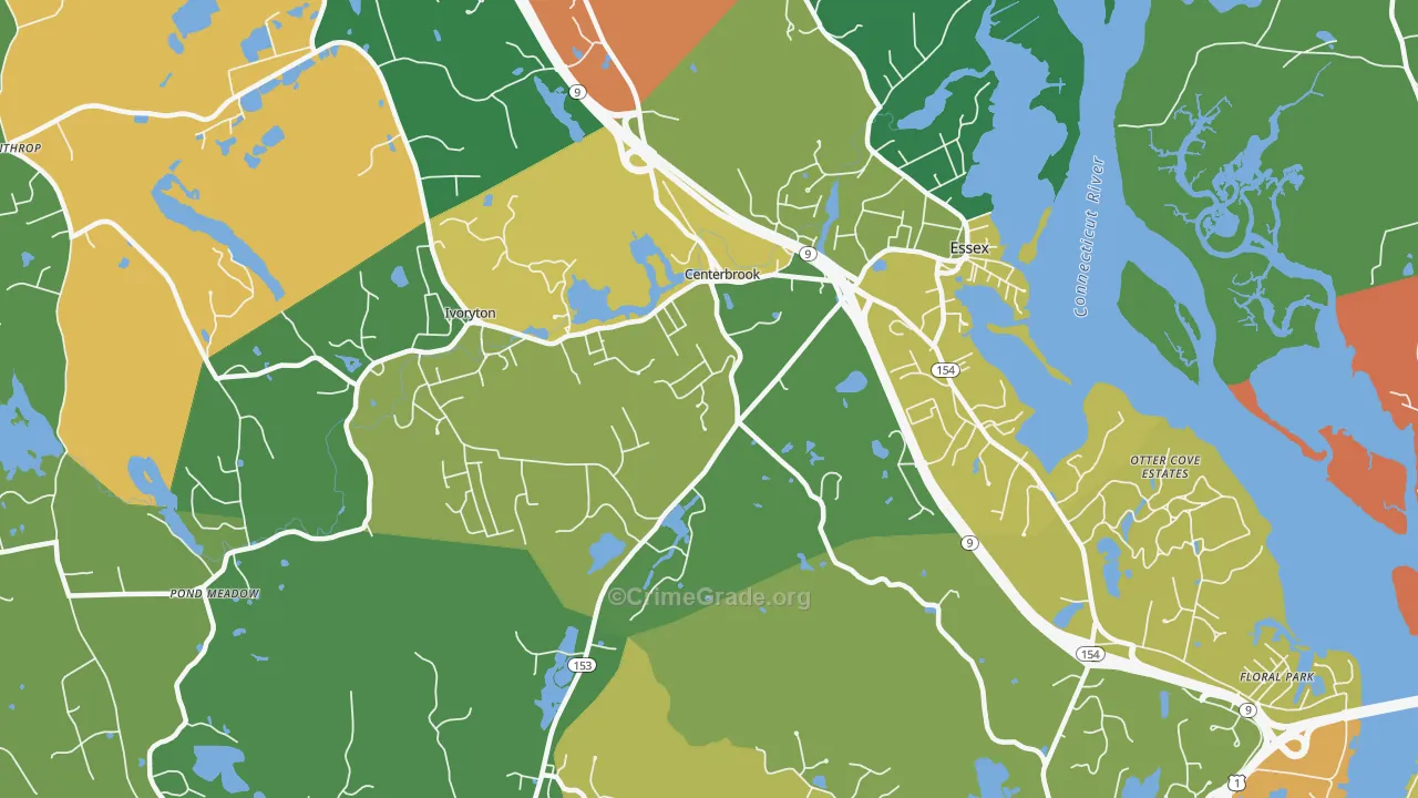 Centerbrook, CT Map of Theft Rates