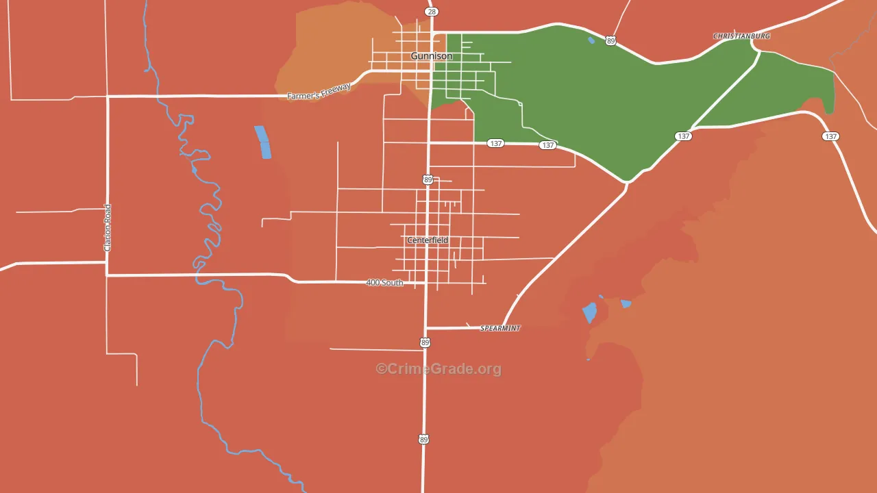 Centerfield, UT Map of Theft Rates